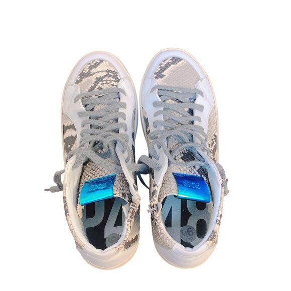 P448 Womens Snake Print High-Top Sneakers Side Zipper Lace Closure - Picture 3 of 7